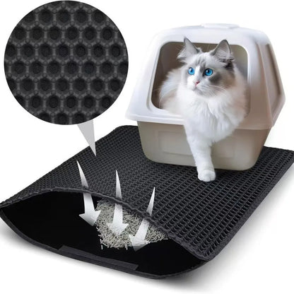 Tapis Litière Chat XXL Double Couche - Imperméable Anti-Dérapant