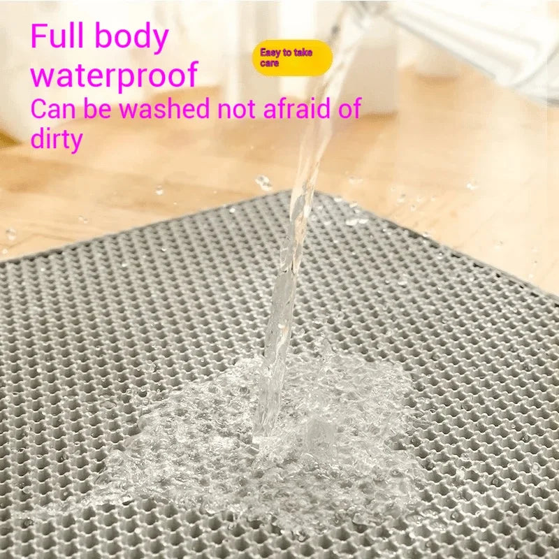 Tapis Litière Chat XXL Double Couche - Imperméable Anti-Dérapant