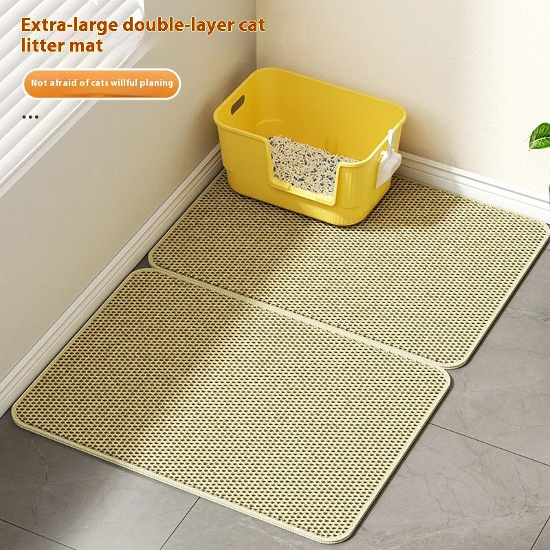 Tapis Litière Chat XXL Double Couche - Imperméable Anti-Dérapant