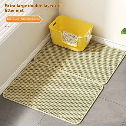 Tapis Litière Chat XXL Double Couche - Imperméable Anti-Dérapant
