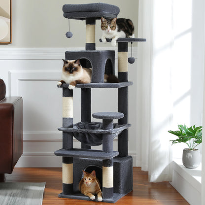 Grand Arbre à Chat 6 Niveaux (136 cm) avec Hamac, Griffoirs & Condos – Chats d’Intérieur